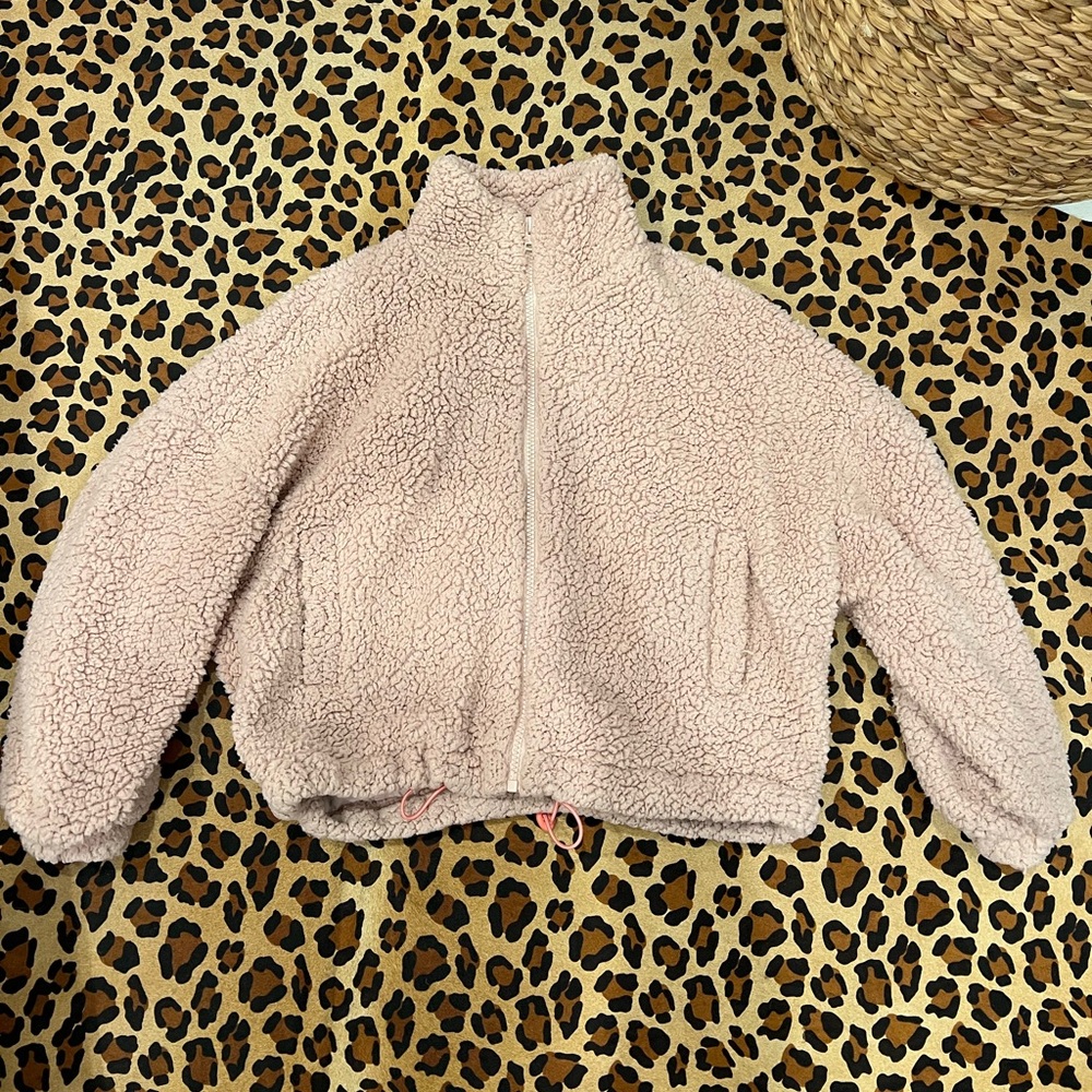 UO Baby Pink Sherpa Zip Up